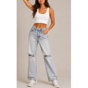 PISTOLA Presley High Rise Relaxed Roller Jeans By My Side 25 Waist 27/28